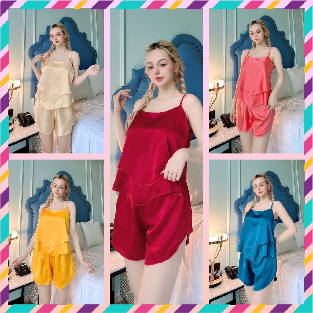 Đồ ngủ sexy, Bộ ngủ nữ hai dây hai tầng nhọn mặc nhà - cn52