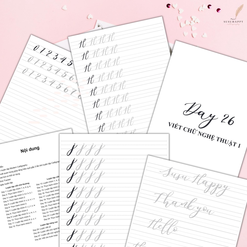 Workbook 28 Ngày Luyện Modern Calligraphy Phong Cách Hand-Lettering, Bullet Journal