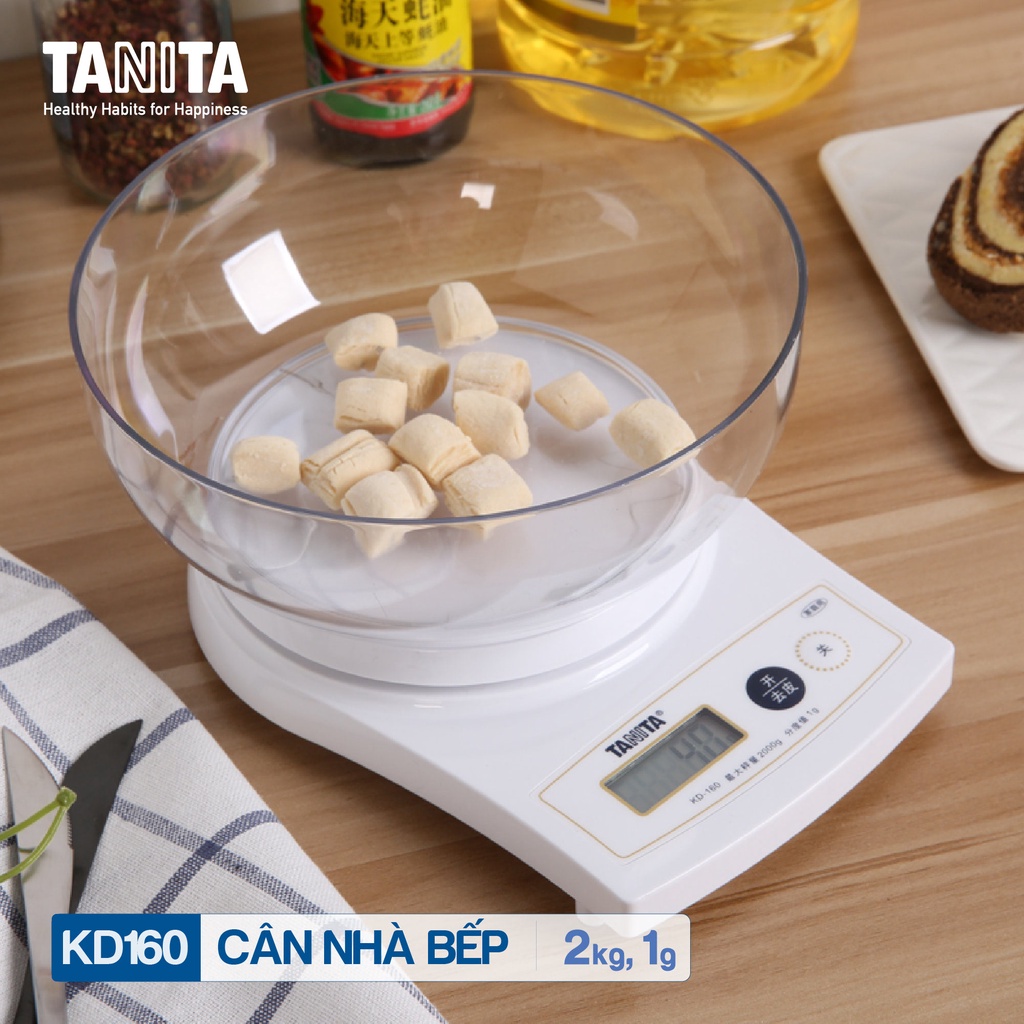 Cân tiểu ly điện tử nhà bếp mini định lượng 0.1g - 5kg làm bánh độ chính xác cao chính hãng nhật bản kèm 2 viên pin AAA