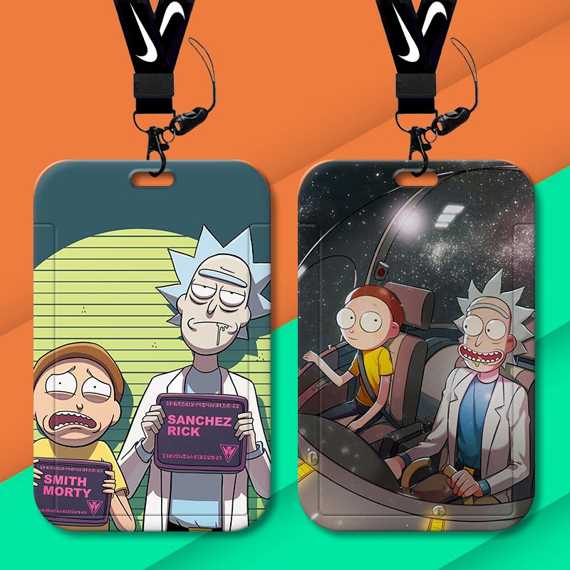 Ví Dài Đựng Thẻ ID / Thẻ ID In Hình Hoạt Hình Rick and Morty Có Dây Đeo Cổ Giá Đỡ