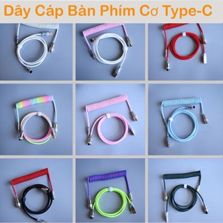 Dây cáp bàn phím cơ type C custom chất liệu dù Polyethylne, xoắn lò xo trục nối GX12, Coiled Cables, đầu cắm USB A