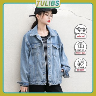 Áo khoác nữ form rộng jean cao cấp hàn quốc cá tính sành điệu trẻ trung năng động - Tulibs