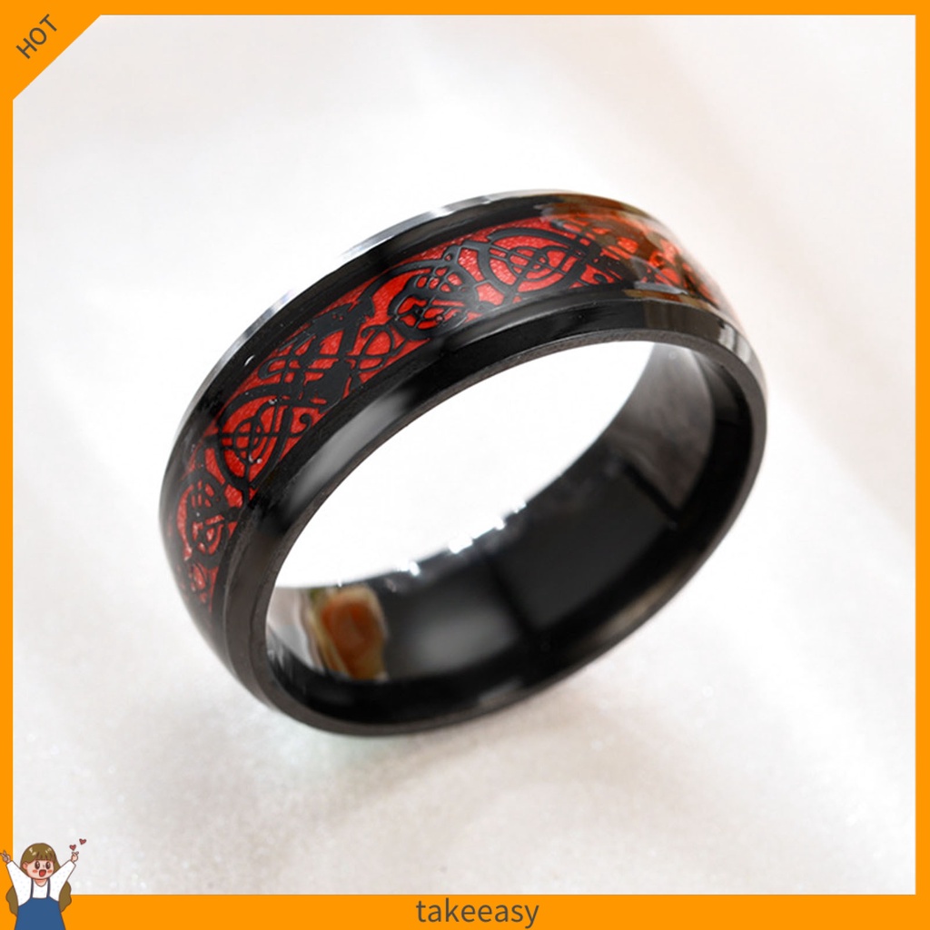 Nhẫn in hình rồng phản quang thời trang cá tính cho nam