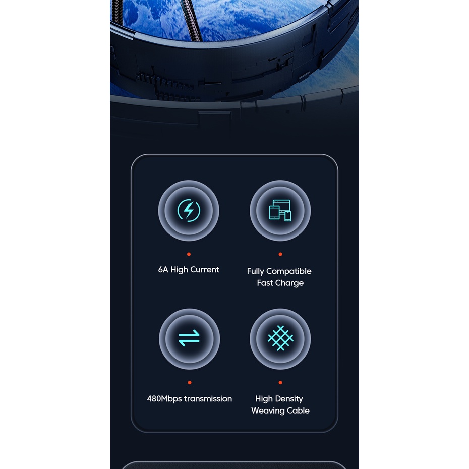 Dây Cáp Sạc Nhanh 66W 6A LED USB C Dành Cho Huawei Samsung Xiaomi Micro USB C