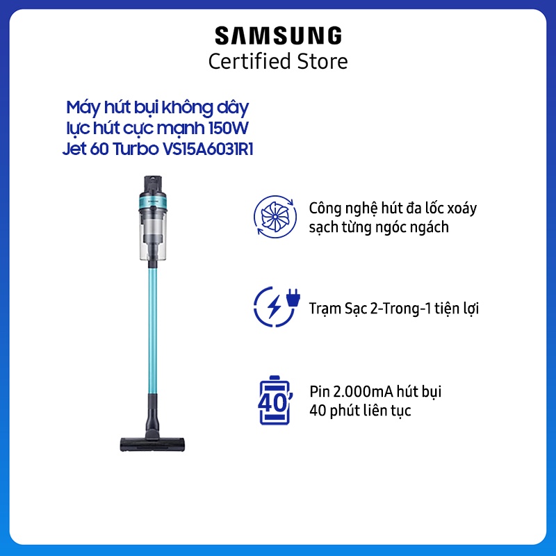 [Có VOUCHER][Miễn Phí giao Toàn Quốc] Máy hút bụi không dây Samsung hiệu suất cao Jet 60 Turbo VS15A6031R1