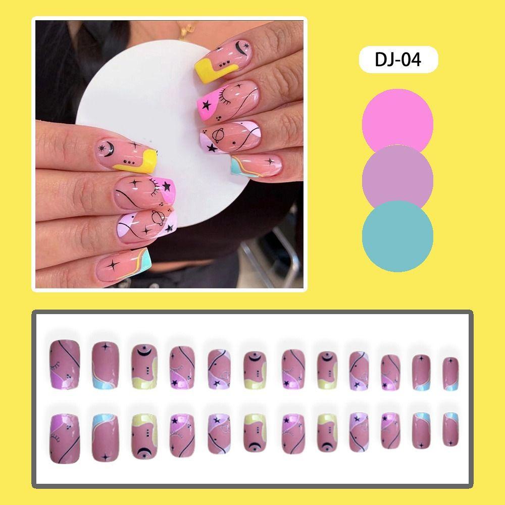 Bộ Móng Tay Giả Có Thể Tháo Rời Họa Tiết Lá Graffiti