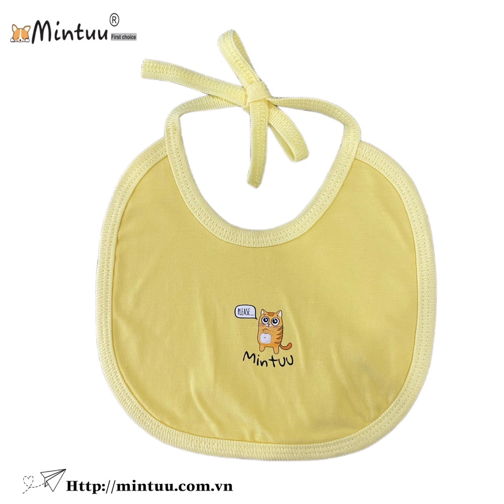 Yếm ăn dặm cho bé sơ sinh cột dây thương hiệu Mintuu First Choice, chất liệu vải 100% cotton 4 chiều
