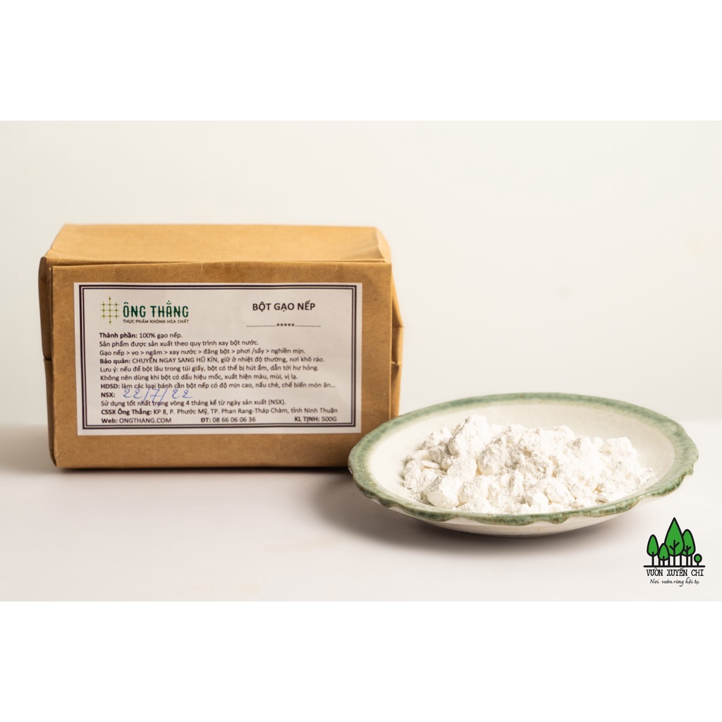 BỘT GẠO NẾP XAY NƯỚC OT 500GR/túi giấy - mềm dẻo phù hợp làm bánh trôi, chay, mochi, bánh rán...