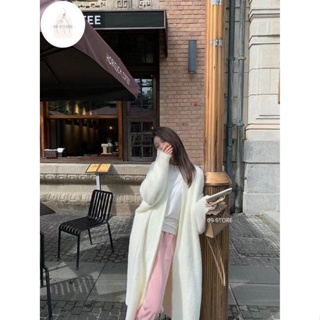 Cardigan lông thỏ dáng dài, áo khoác mùa đông len lông thỏ thu đông phong cách Hàn Quốc
