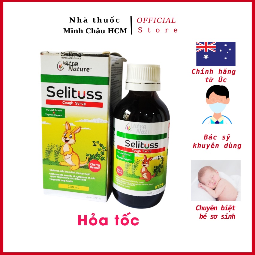 Siro ho cho bé, chuyên biệt cho trẻ sơ sinh và người lớn Selituss 100ml nhập khẩu chính hãng Úc đầy đủ VAT