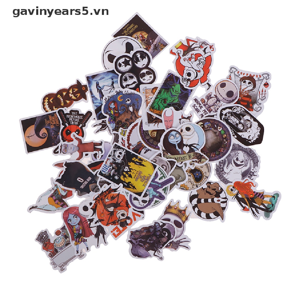 Bộ 50 Miếng Dán Họa Tiết Graffiti Vui Nhộn Chống Thấm Nước Dùng Trang Trí Laptop / Xe Mô Tô Dịp Halloween