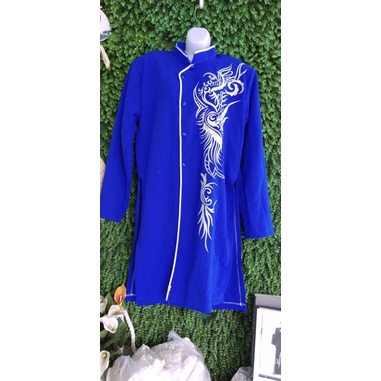 Thanh lý Áo Dài nam thêu vải đẹp màu xanh,