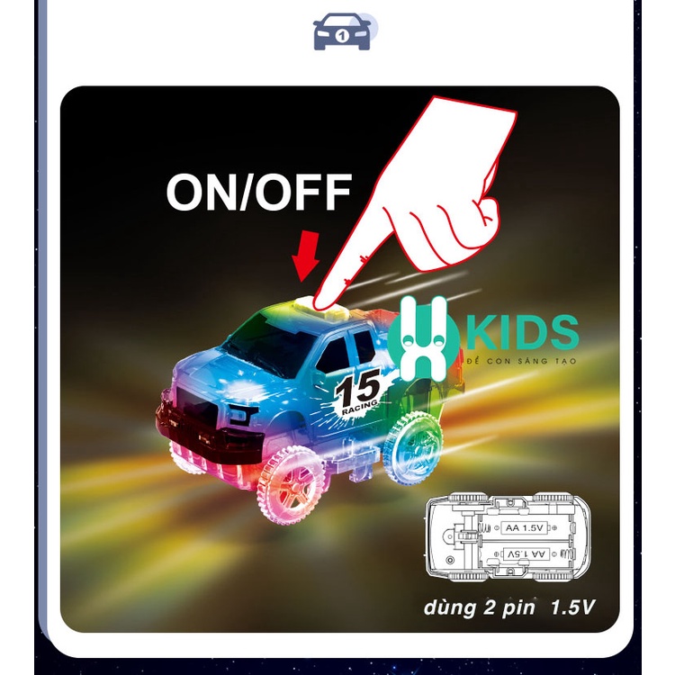 Đồ chơi đường đua xe ô tô lộn ngược 360 độ với đường ray phát quang trong tối có nhạc đèn chiếu sáng cho bé