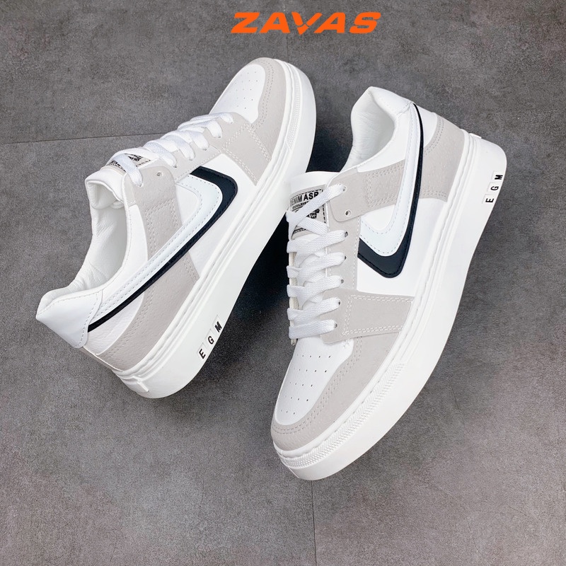 Giày thể thao sneaker nam ZAVAS êm nhẹ bằng da không bong tróc form gọn gàng thời trang - S409