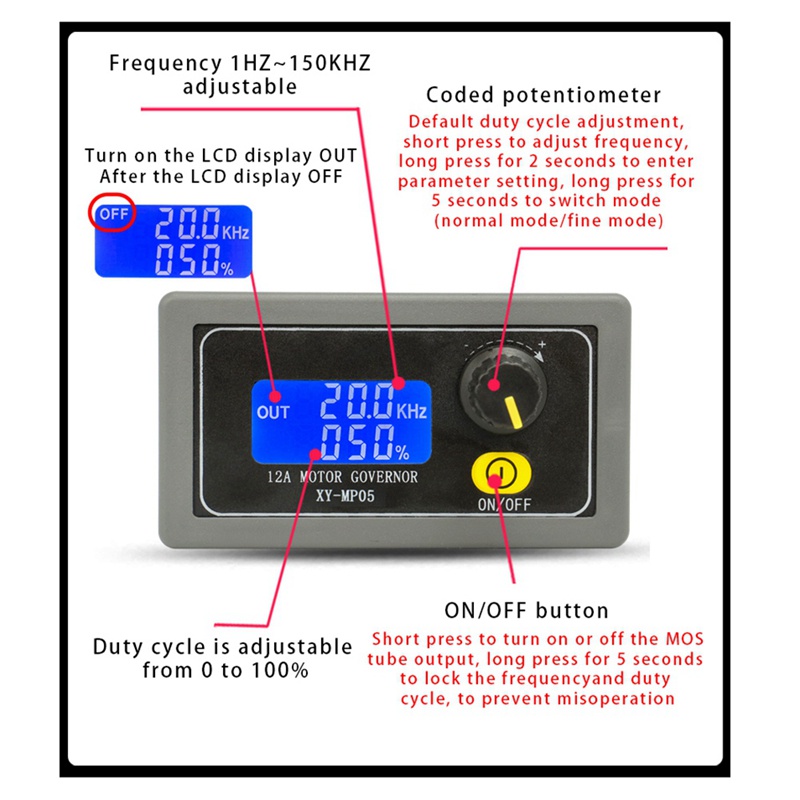 Bộ Điều Chỉnh Tốc Độ Động Cơ DC6-30V 12V 24V 5A 150W