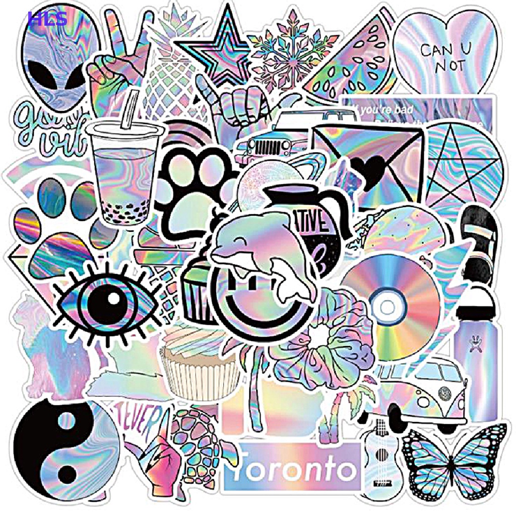 Bộ 50 Miếng Dán Trang Trí Vali Đàn Guitar / Mũ Bảo Hiểm Họa Tiết Graffiti