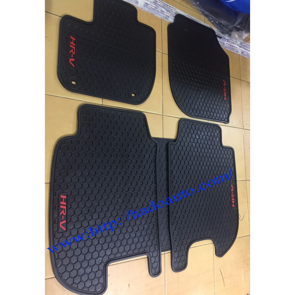 Thảm lót sàn cao su 3D cho xe Honda HRV 2018-2023 không mùi, dễ vệ sinh-Mẫu 3 tổ ong chữ đỏ