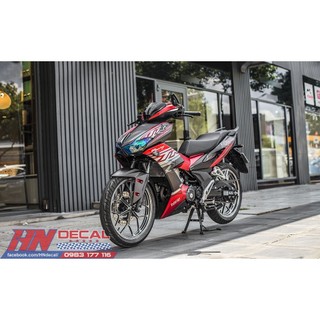 Tem Trùm Winner X Bạc Đỏ Đen Racing Dohc