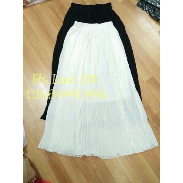Pass/ thanh lý chân váy voan xếp ly đen trắng