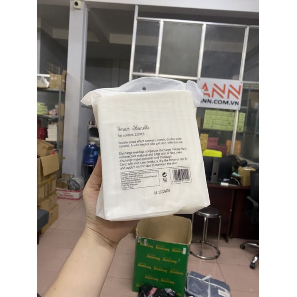 Bông tẩy trang Smart Manelle up cotton 3 lớp 222 miếng