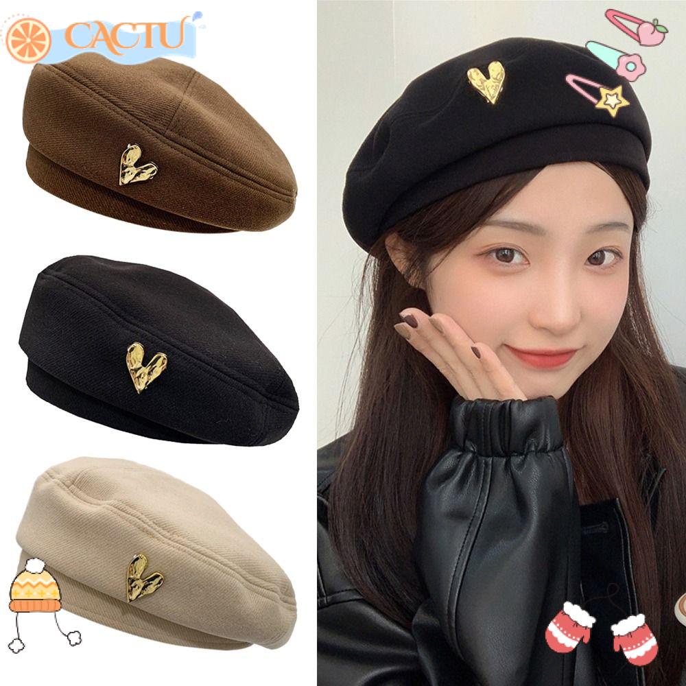 Mũ Beret Vải Len Màu Trơn Không Vành Thời Trang Thu Đông Thanh Lịch