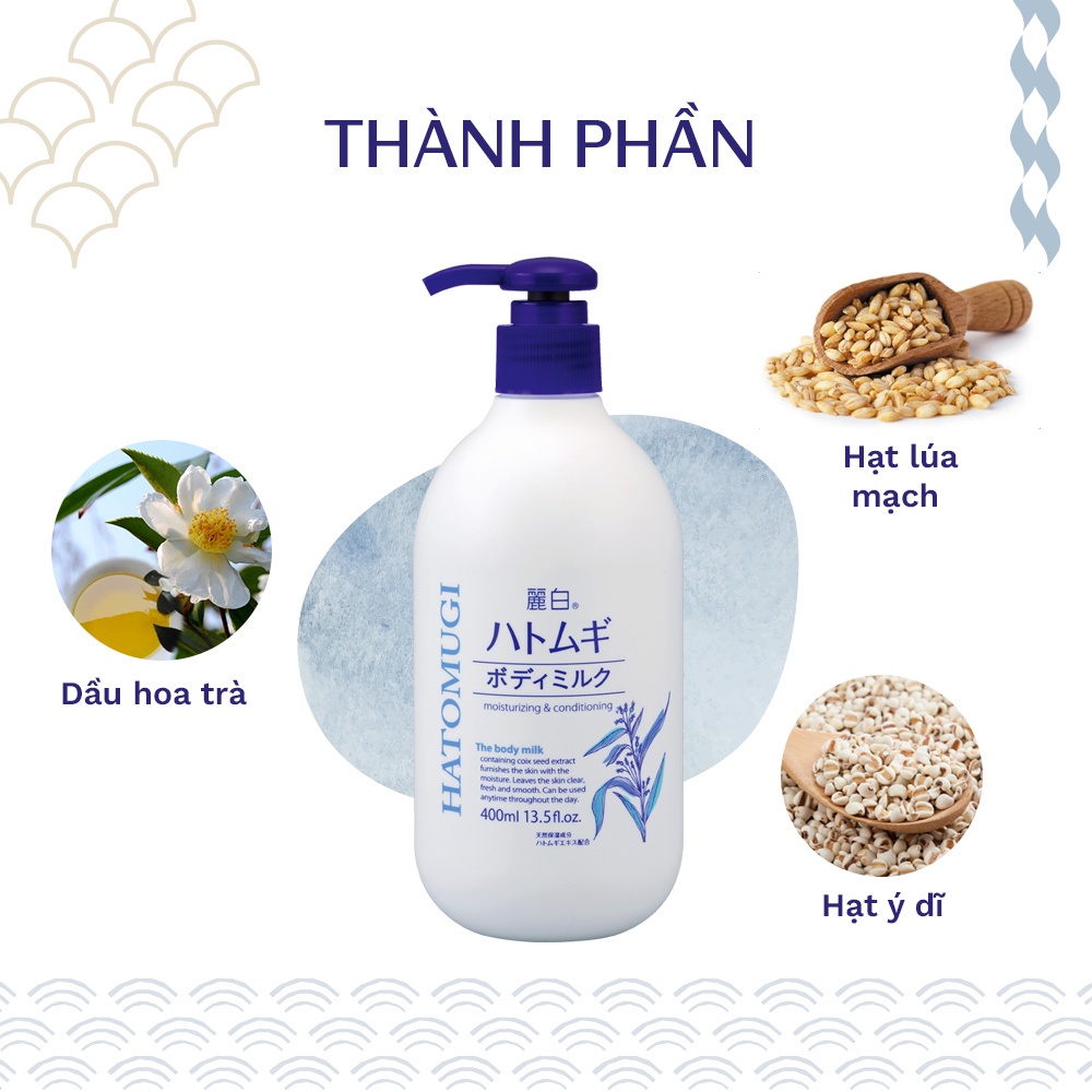 Combo Sữa Dưỡng Thể Ẩm Mượt, Trắng Da Ban Ngày 250ml Và Ban Đêm 400ml Reihaku Hatomugi