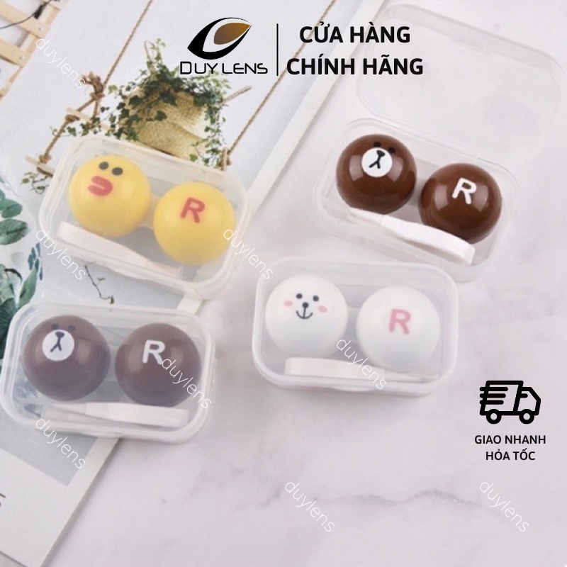 Khay đựng lens hình thú dễ thương DUYLENS - Hộp đựng kính áp tròng Gấu, Thỏ, Vịt kèm dụng cụ đeo lens Hàn Quốc
