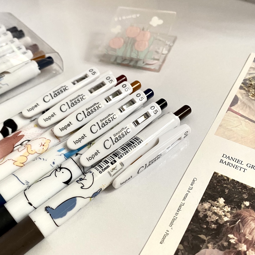 Bút gel bấm LOPET Lovely Animal họa tiết động vật đáng yêu, mực đen 0.5mm LP-1243