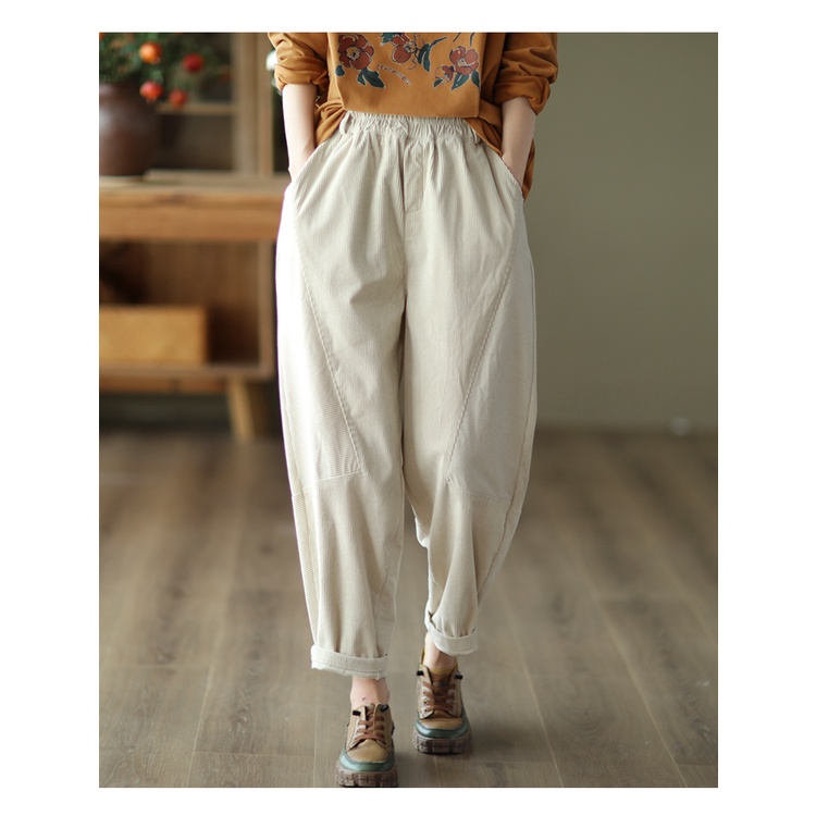 Quần nhung tăm jogger đẹp form dáng mặc đẹp màu Trắng mã NT07