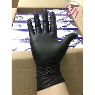 LOẠI TỐT Găng ĐEN Nitrile y tế KHÔNG BỘT (50pcs)