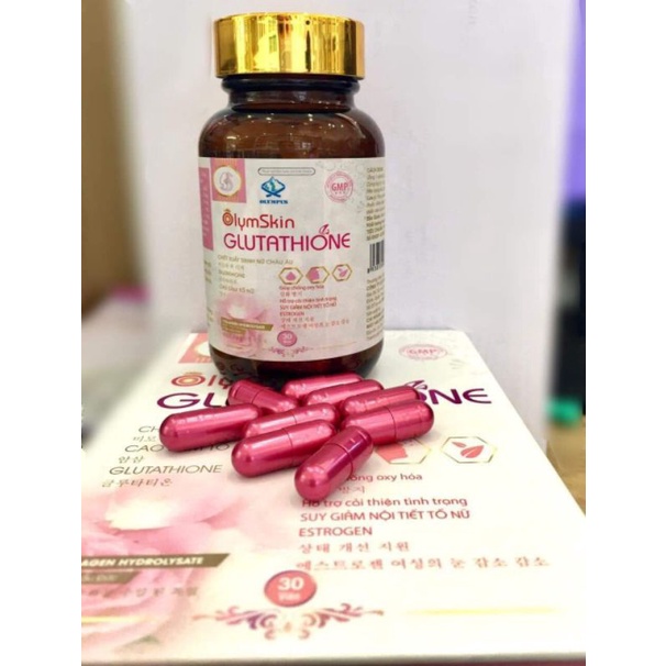 Viên uống chống oxy hóa làm đẹp da sáng da OLYMSKIN GLUTATHIONE Cao sâm tố nữ L-Cystin Collagen Glutathion