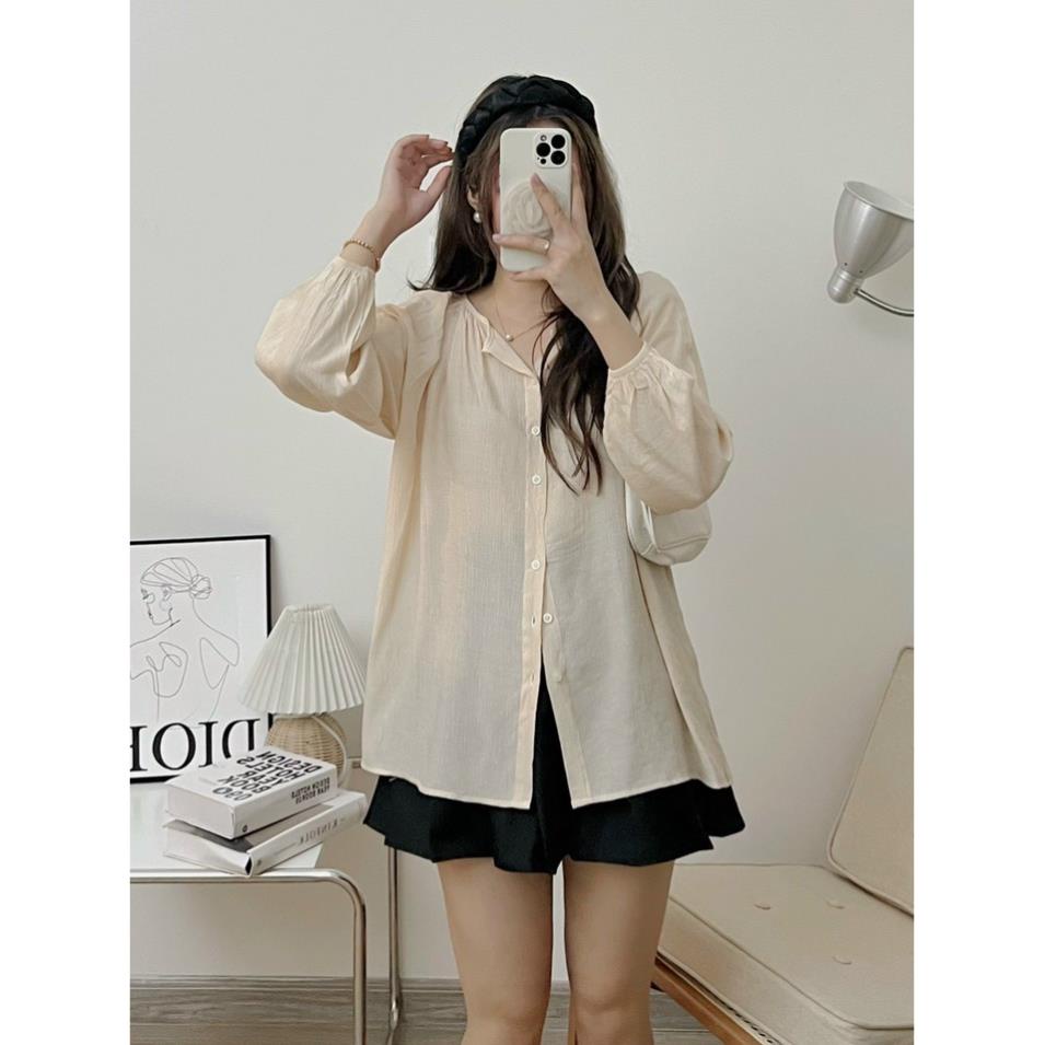 Áo sơ mi lụa tơ cổ tròn Hàn Quốc, áo kiểu babydoll ROSIE DREAM SHOP