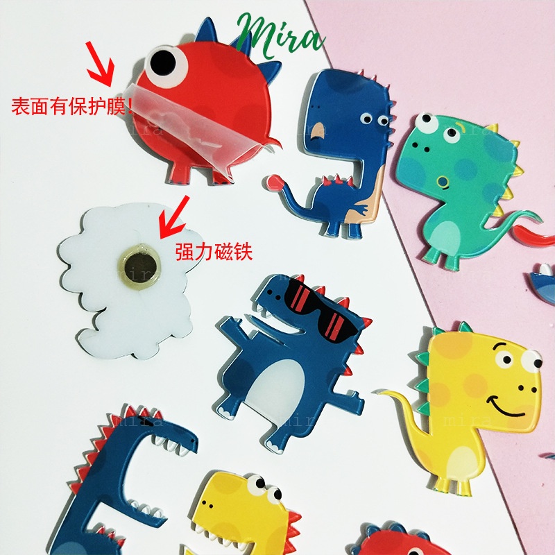Ghim Cài + Nam Châm Mẫu Khủng Long, Huy Hiệu Acrylic  Pin Cài Cài Áo, Balo, Trang Trí Tủ Lạnh MIRA-MDKL01