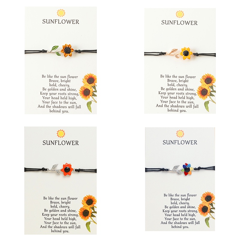 Vòng Tay Dây Bện Mặt Hoa Hướng Dương Sơn Dầu Thời Trang Cho Nam Và Nữ