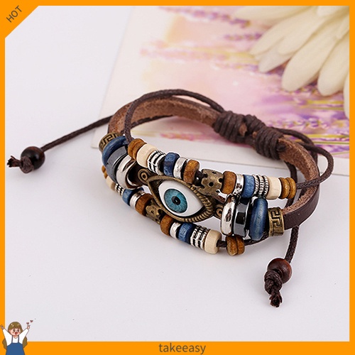 Vòng tay giả da mặt hình con mắt phong cách Thổ Nhĩ Kỳ