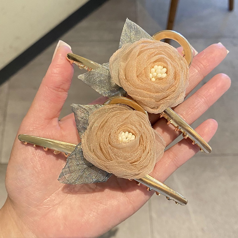 Kẹp Tóc Hình Cá Mập Phối Lưới Hoa Xinh Xắn Thời Trang Mùa Hè Cho Nữ