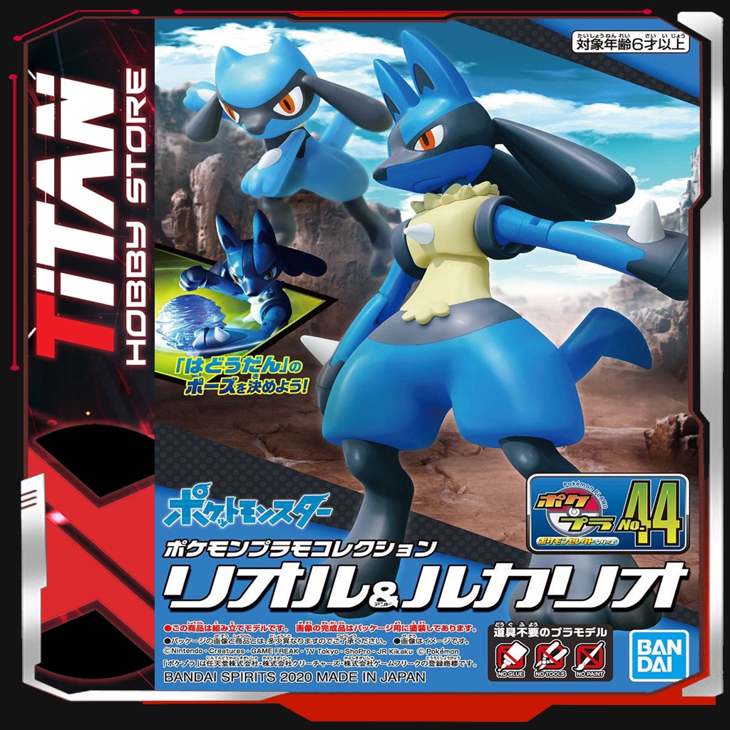 Mô Hình Lắp ráp Bandai Pokemon Plamo Collection No.44 Select Series Riolu & Lucario Japan