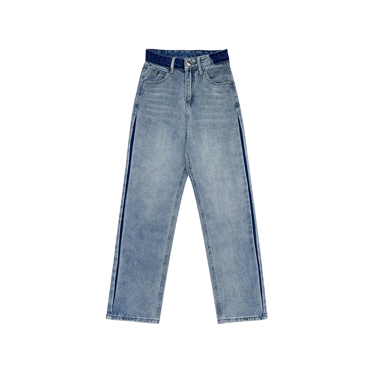 Quần Jean Lưng Cao Màu Sắc Tương Phản Thời Trang Mùa Thu Cho Nữ