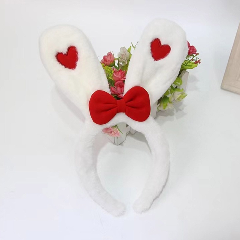 Băng Đô Tai Thỏ Thêu Hình Trái Tim Dễ Thương Dành Cho Trẻ Em Hóa Trang Tiệc Phục Sinh