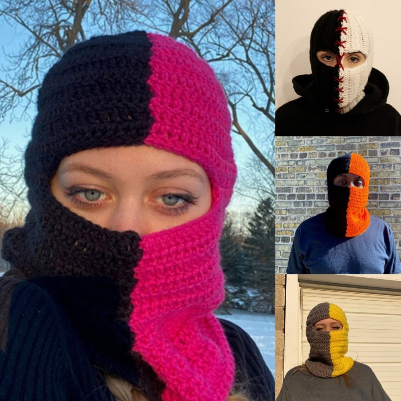 Btf Mũ Beanie Dệt Kim Hóa Trang Ma Balaclava Màu Khối Hóa Trang Halloween