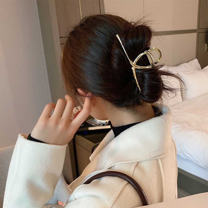 Kẹp Tóc Kim Loại Kiểu Thắt Chéo Mạ Vàng Cỡ Lớn Phong Cách Hàn Quốc