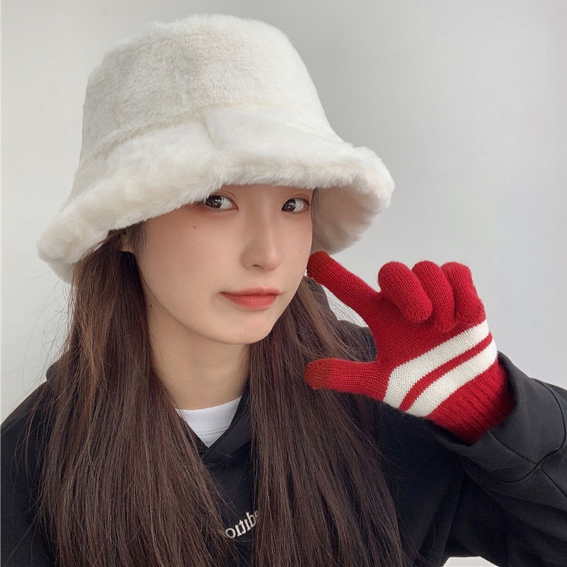 1 Nón Tai Bèo Lông Xù Mềm Mại Ấm Áp Thời Trang Dành Cho Nữ