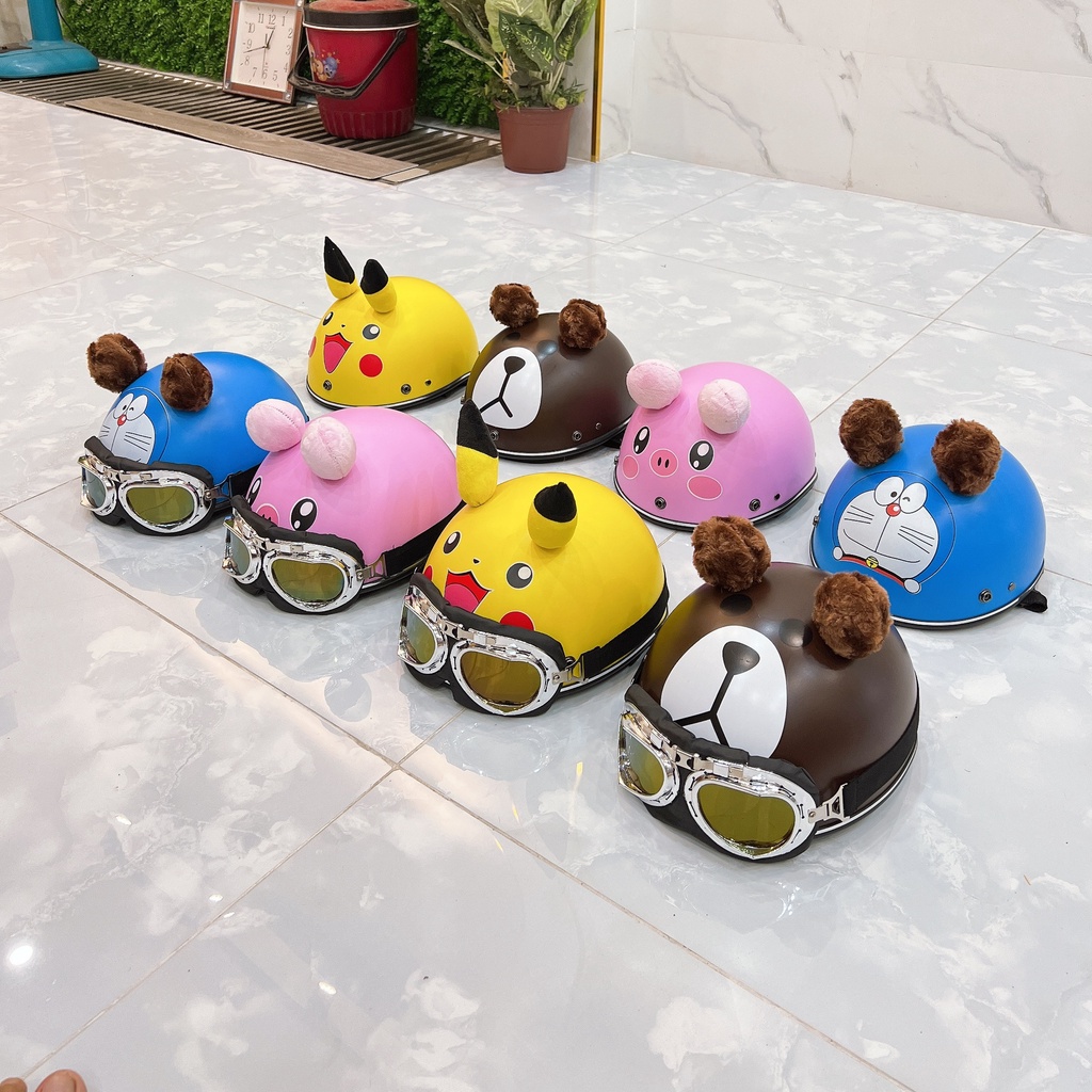 Mũ Bảo Hiểm Nửa Đầu 1/2 Pikachu Có Tai Siêu Hót - Hàng Cao Cấp