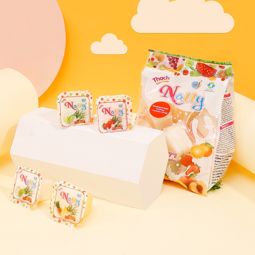 Túi thạch Trái Cây jelly Long Hải Caramel, sữa chua natty 992GR, 432GR