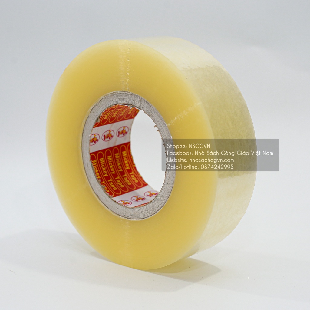 Cuộn băng dính, băng keo đóng hàng 800g màu vàng trong NS99