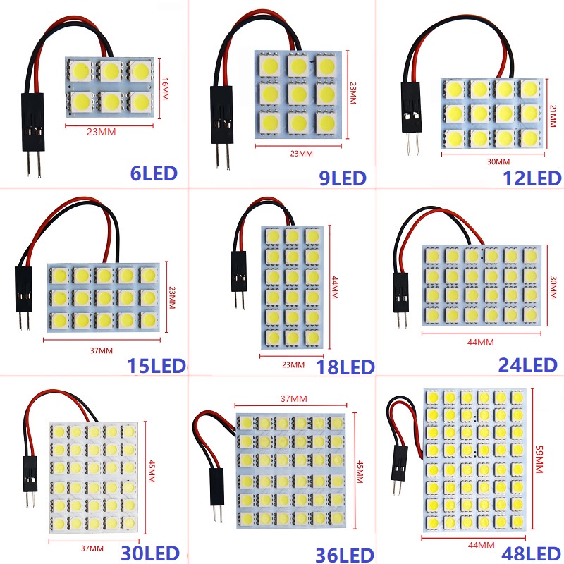 Đèn LED Gắn Trần Xe Hơi Trang Trí Nội Thất T10 W5W C5W C10W 6 9 12 15 18 24 36 48 SMD 5050