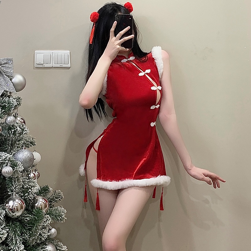 charming girl-lingerie Chinese style cheongsam Christmas dress uniform