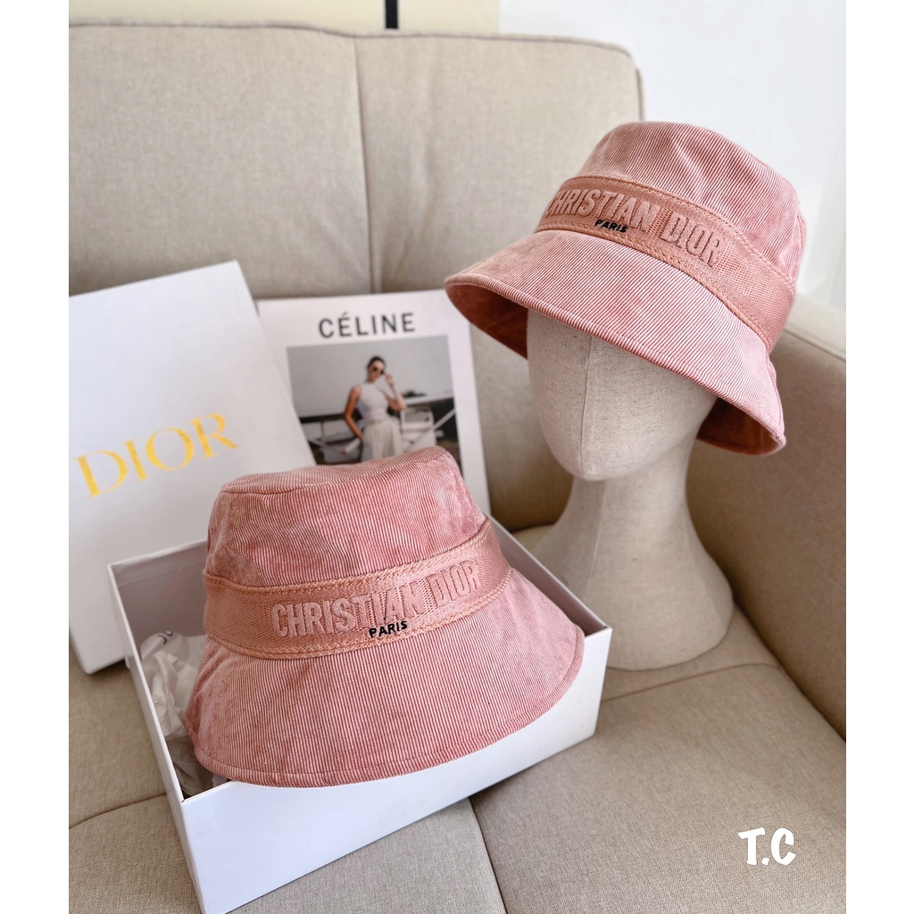 Nón bucket nhung gân vành cụp, mũ bucket nhung phong cách sang trọng