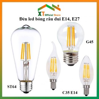 Bóng Đèn LED Edison C35,G45, ST64 công suất 4W, bóng led râu đui E14,E27 Ánh Sáng vàng