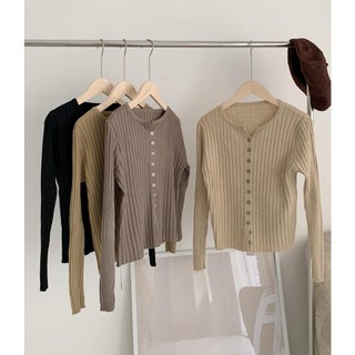 A9002 áo len cardigan tăm mịn dài tay cổ tròn audrey